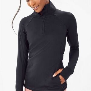 Fabletics Rosalia Performance Long-Sleeve Top II Size L Black Phone Pocket Mesh